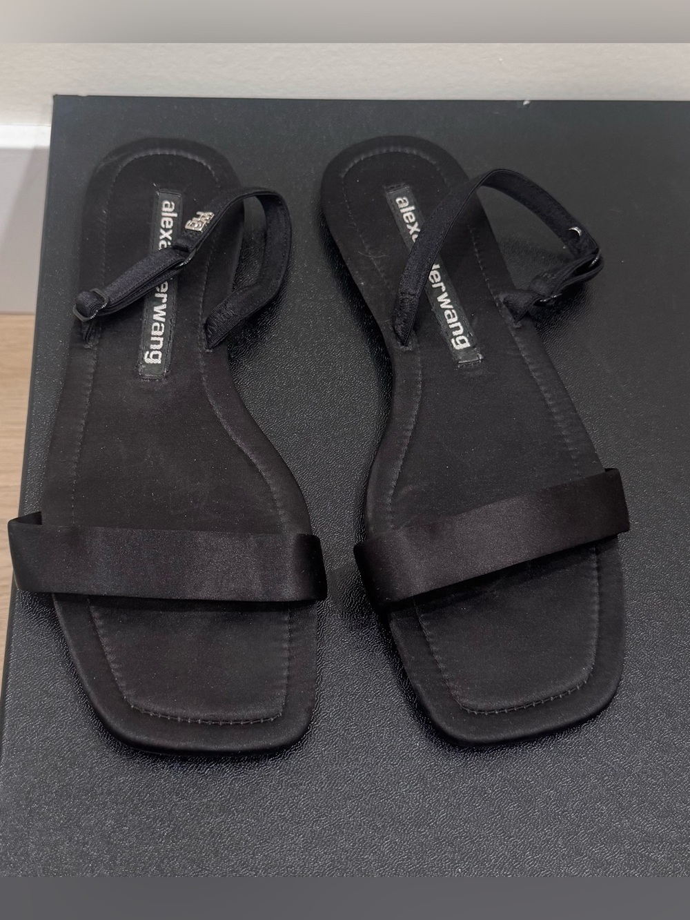 Alexander Wang Black Square-Toe Slingback Flats
